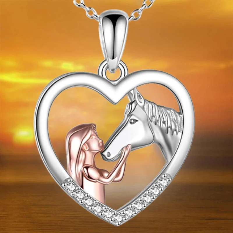 collares para mujer cadena hombre gargantilla mujer one piece tous joyería mujeCollar de caballo para niña y mujer, colgante de corazón, joyería de caballo para niña e hija, fiesta de cumpleaños, regalo de San Valentín