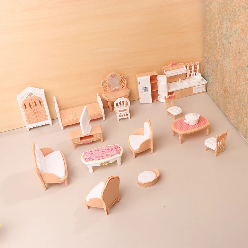 Miniature Dollhouse Bedroom Living Room Kitchen And Bathroom Furniture Set Doll Accessories For Doll House Accessories Gift