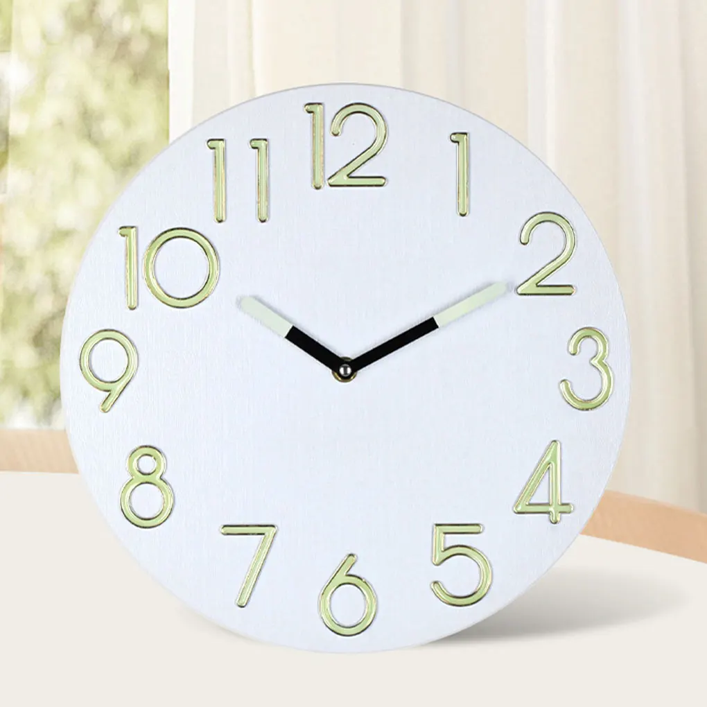 Simple Luminous Digital Clock Solar Charged Accurate Time Clock Silent Light in Dark Wall Clock for Study Living Room