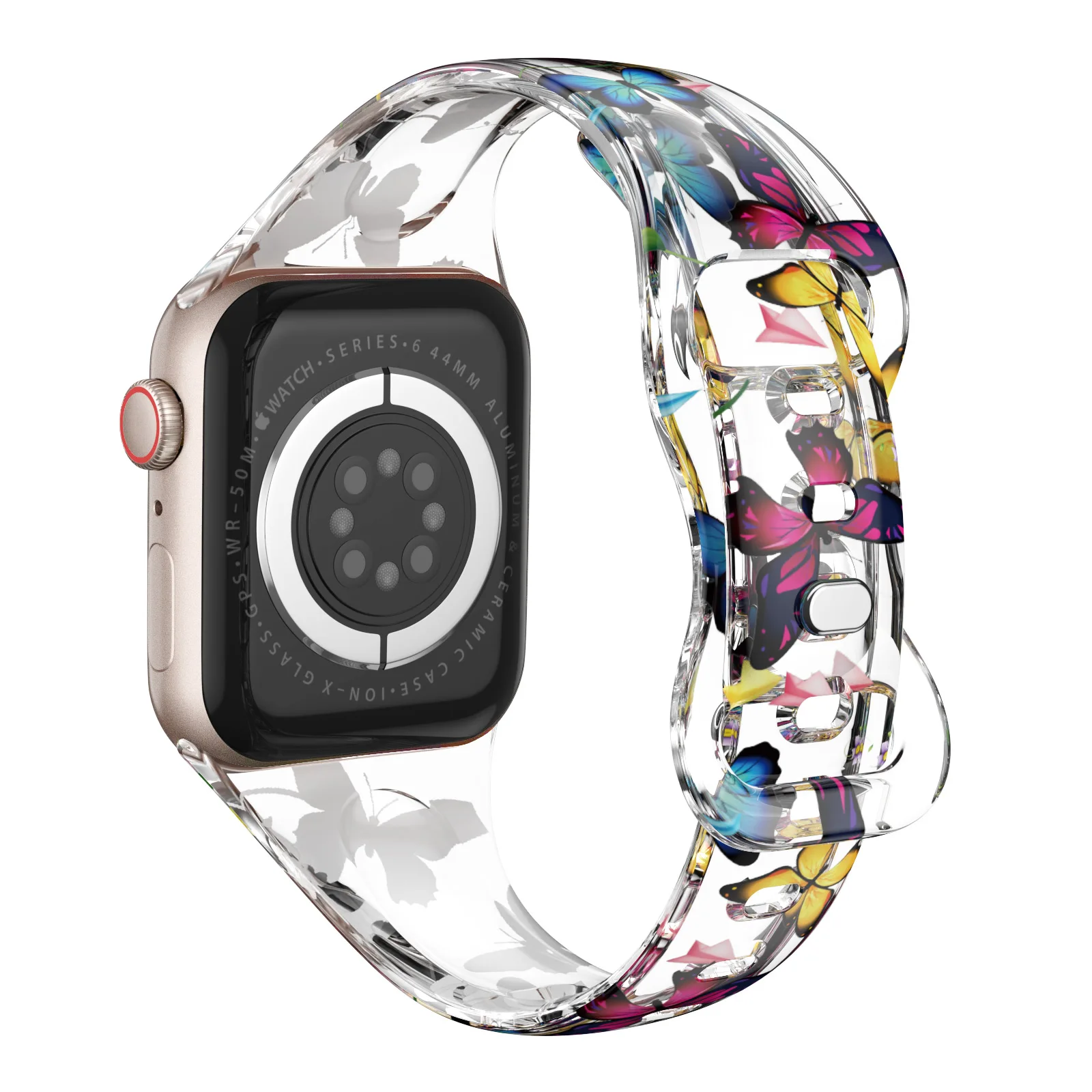 Bracelet en Résine Transparente pour Apple Watch, iWatch 7, 6, 5, 4, 3, 2, SE 1, 41mm, 45mm, 38mm, 42mm, 40mm, 44mm, pour Homme et Femme