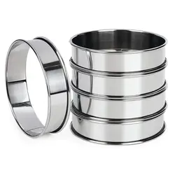 Stainless Steel Double Rolled Baking Circle Tart Ring Fruit Pie Cake Cookie Molds 10cm 8cm for Kitchen Biscuit Pastry