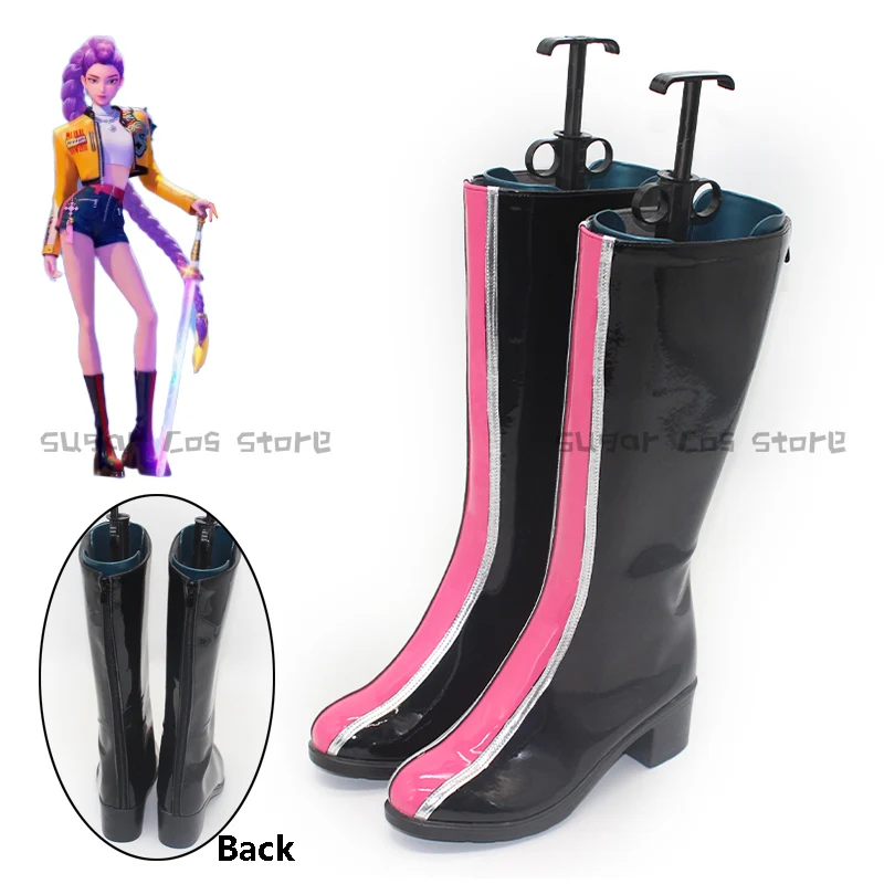 

Anime Movie KPOP Demon Hunters Rumi Cosplay Shoes Boots Black PU Leather Boots For Women Men Halloween Carnival Party Props