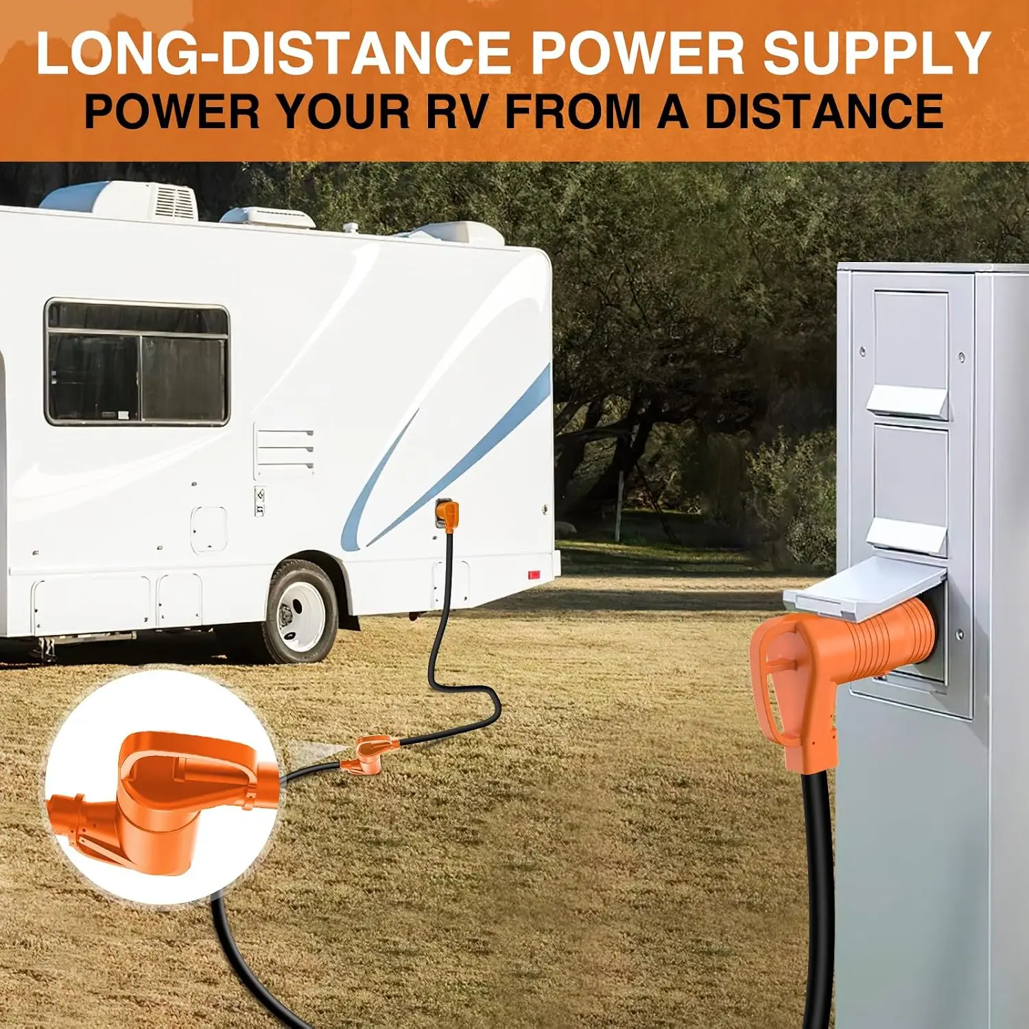 Nilight 50 Amp RV Extension Cord with Adapter 15Amp to 50Amp 250V Heavy Duty 6/3+8/1 Gauge Pure Copper STW Wire UL ETL Listed 4 Prong 14-50P 14-50R Weatherproof Suit for Generators Camper 15/25/50FT