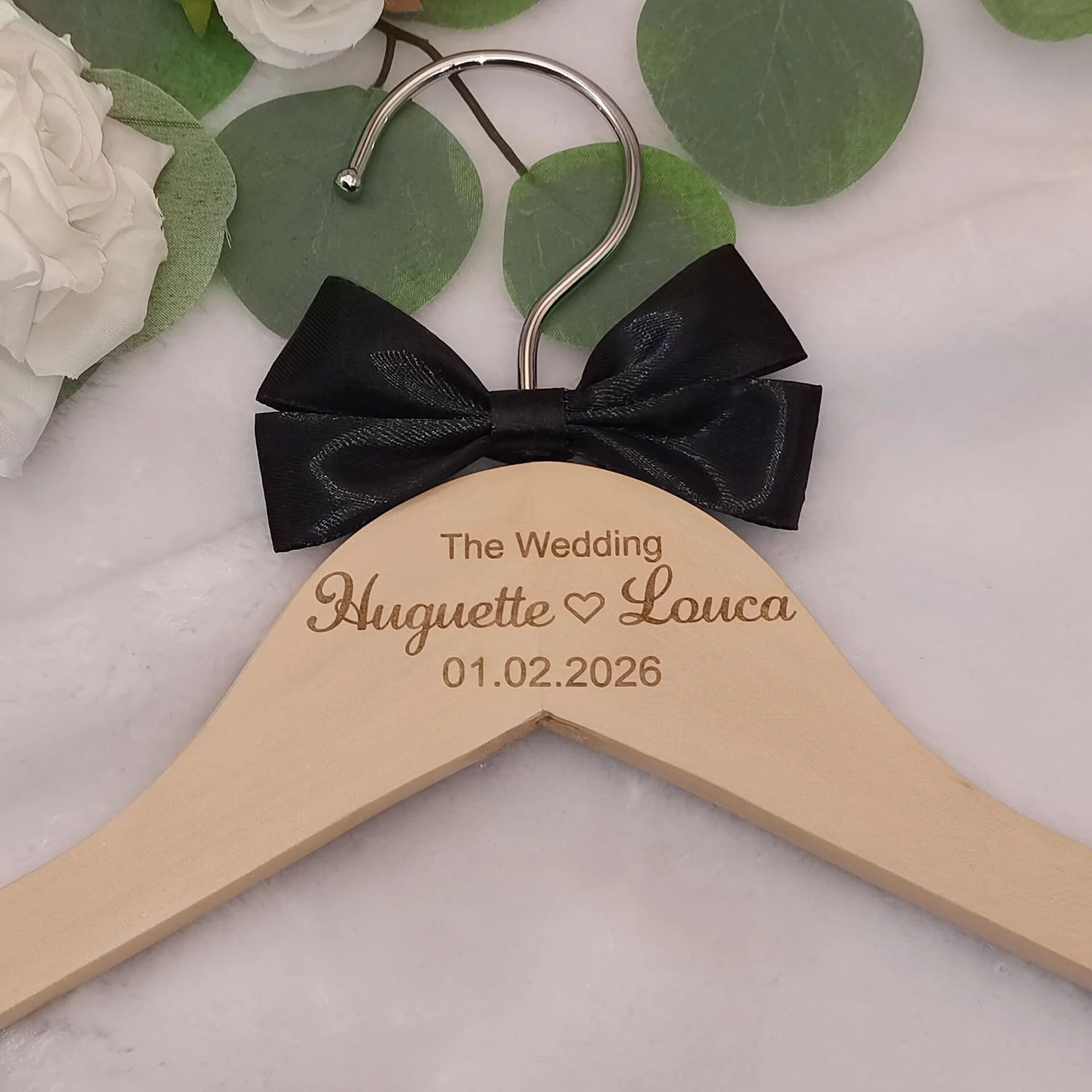 Personalized Wedding Hanger Personalised Bridal Hanger Engraved Names and Date Bridal Custom Wedding Dress Hanger Shower Gifts