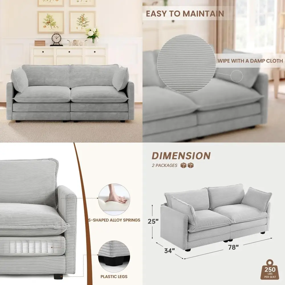 أريكة نوم حديثة من سروال قصير مع وسائد رمي، أريكة مريحة قابلة للتحويل لغرفة المعيشة