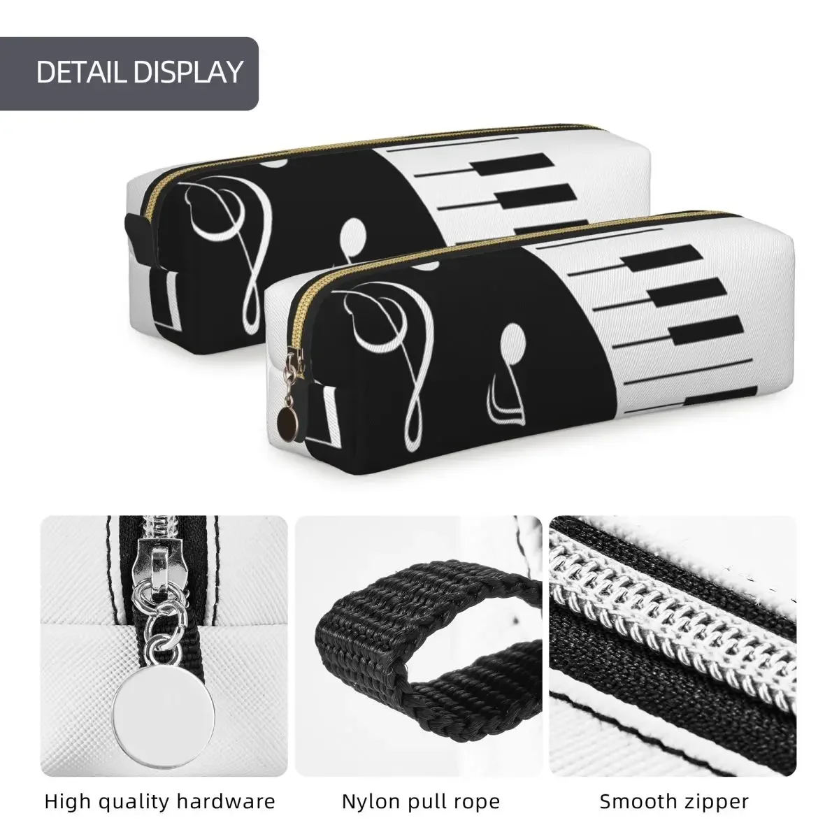 Abstract Piano Keys With Musical Notes9 Pencil Cases Large Storage Pen Bags Pen Box Stationery Pencil Pouch Cosmetic bag