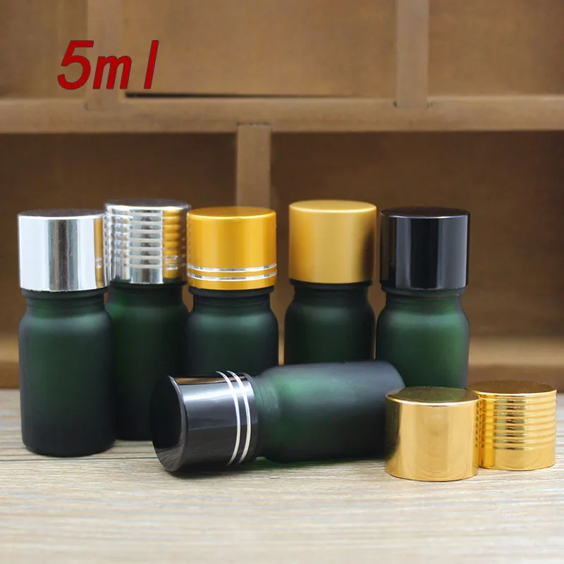 

5ml green/blue/brown/clear glass bottle gold/silver aluminum lid essential oil serum liquid complex recovery pack skin packing