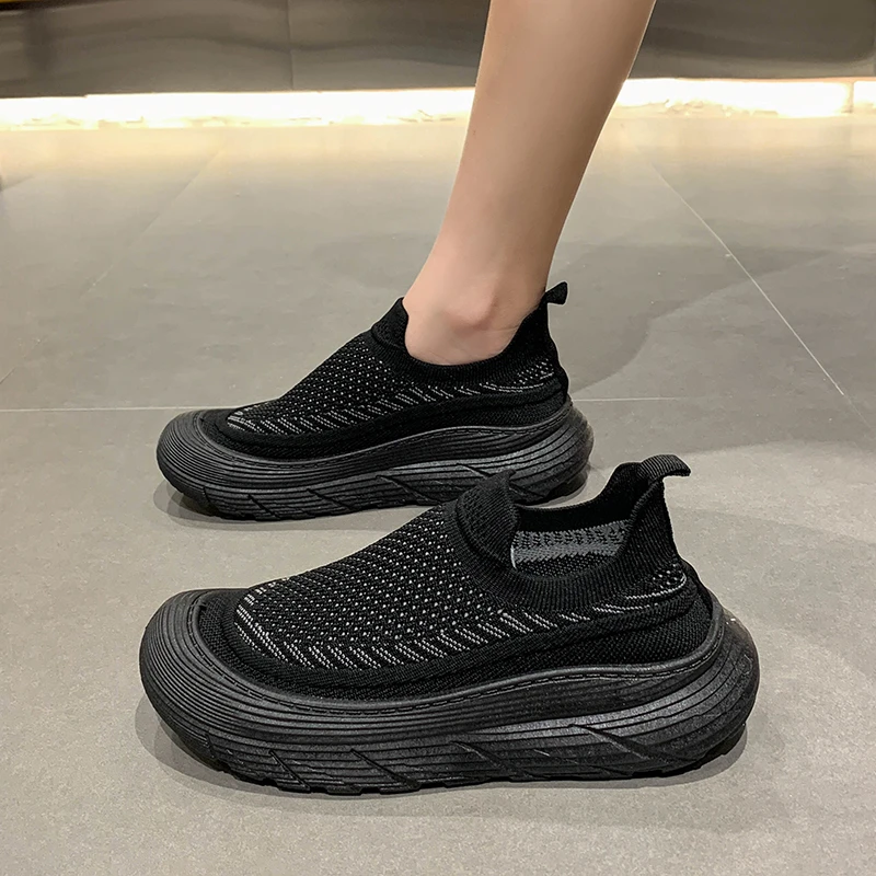 Summer Breathable Mesh Casual Shoes for Women New Korean Style Thick-soled Height-increasing Women's Shoes Lazy Kicks