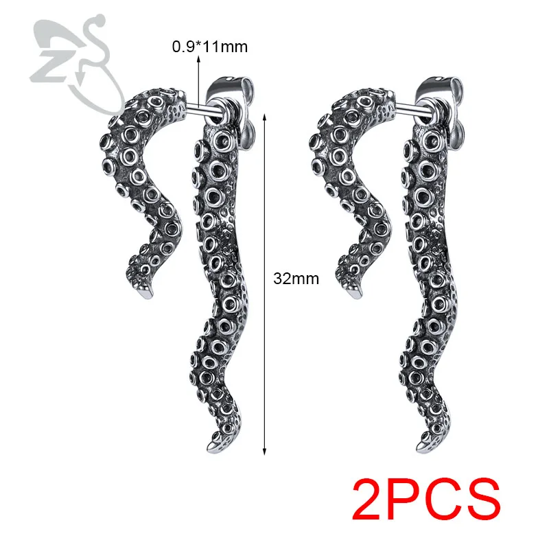 ZS 1/2PCS Punk Rock Gothic Stud Earring 316L Stainless Steel Snake Cross Ear Stud Gold Silver Color Ear Tragus Helix Piercings