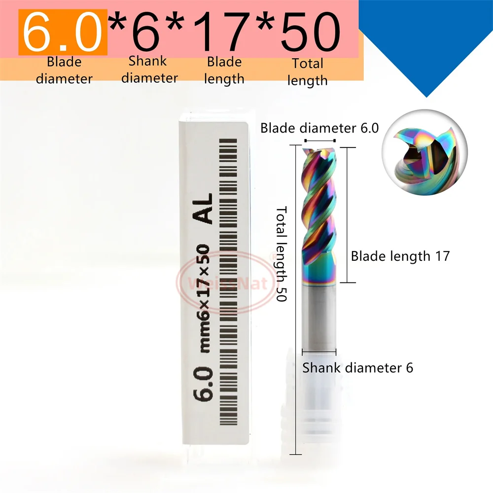 DESKAR 3F 5.0x6x17x50L 6.0x6x17x50L AL Endmills، مطحنة نهاية vhm للألمنيوم