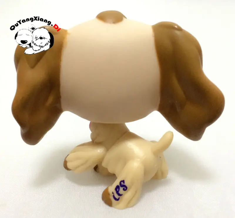 CWG043 Pet Shop Animal Cream Cocker Spaniel Puppy Dog  Pink Hearts Dog action Figure cute puppy