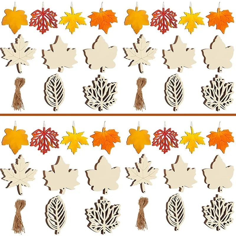 10PCS Unfinished Wood Cutouts Maple Leaves Wooden Crafts Fall Leaves Shape Crafts Autumn Leaf for DIY Craft Tags Thanksgiving