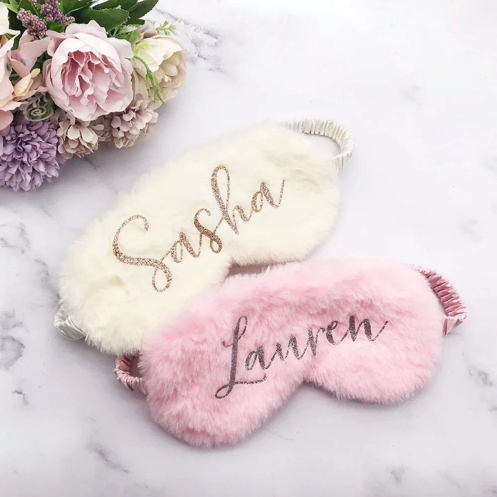 Personalized Rabbit Hair Eye Mask Plush Cute Cozy Sleep Eye masks Sleepover Gift Cartoon Sleep Mask Good Sleep Aid