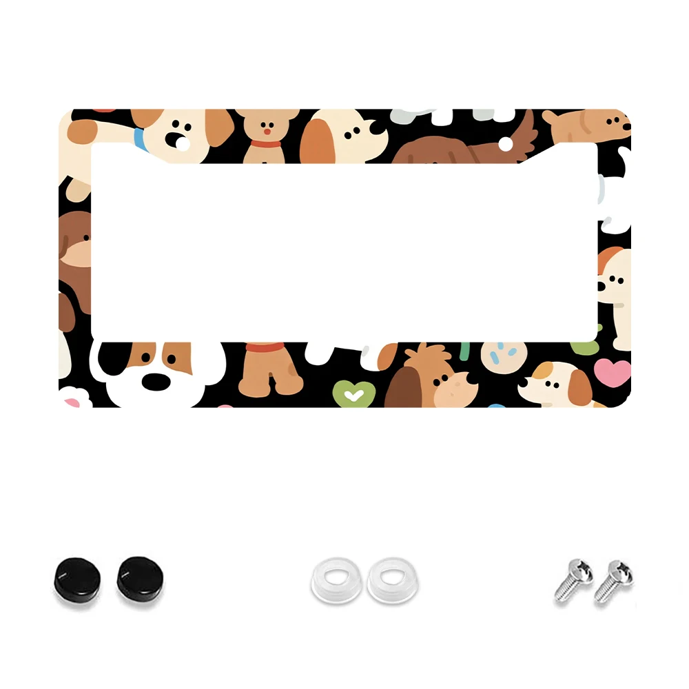 

1 шт., черная красочная рамка для номерного знака с 2 отверстиями, алюминиевый материал, 6x12 дюймов с набором винтов, забавный мультяшный декор автомобиля