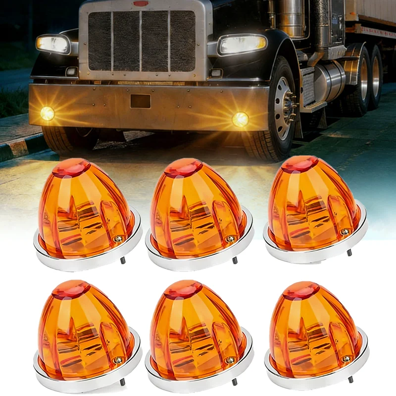 6PCS LED Watermelon Lights Clearance Truck Trailer Strobe Side Marker Light Turn Signal Marker Indicators Warning Light