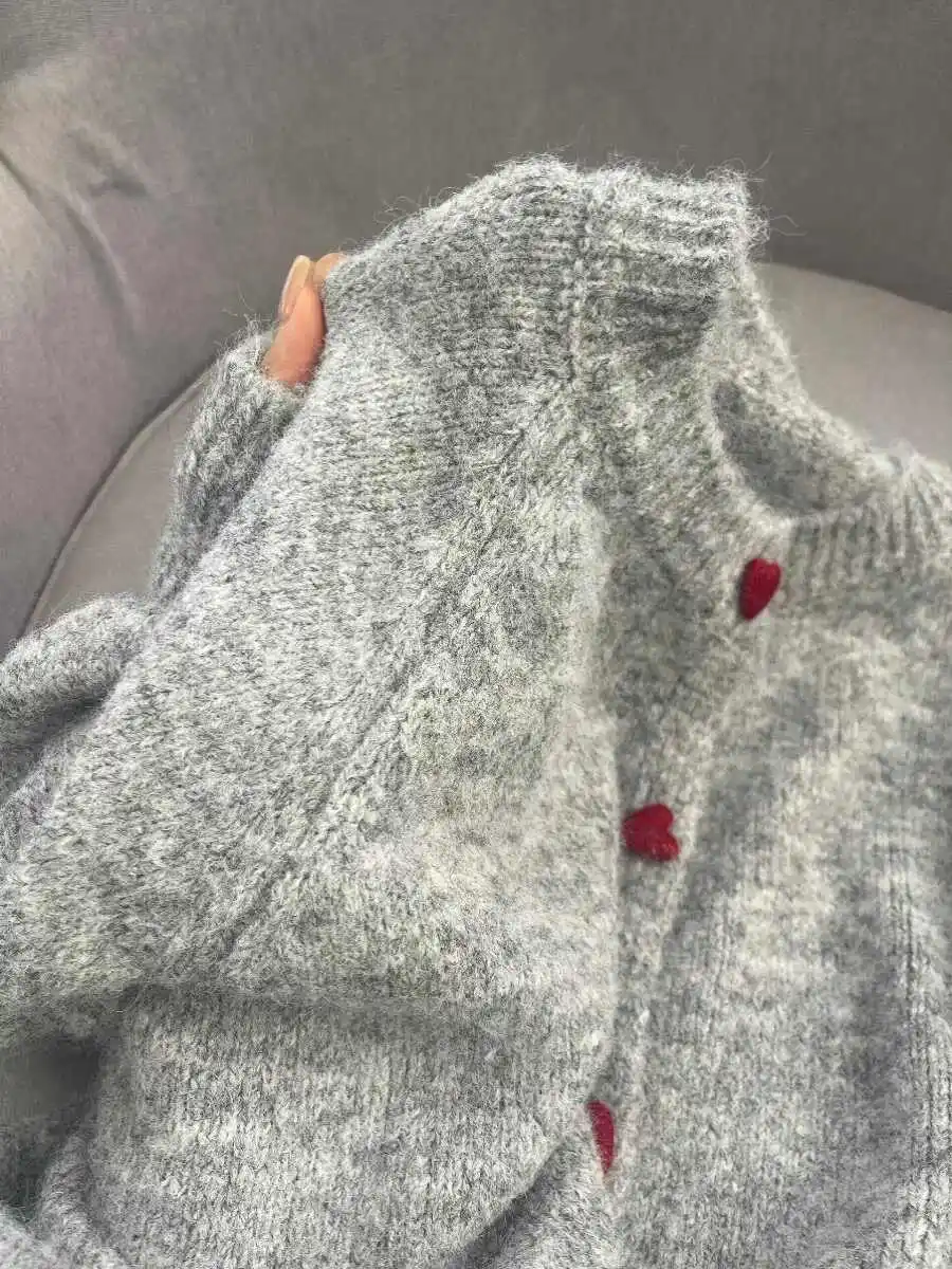 Vrouwen Grijs O-hals Vest Gebreide Trui Harajuku 2000s Vintage Y2k Oversize Lange Mouwen Patchwork Kasjmier Truien Kleding