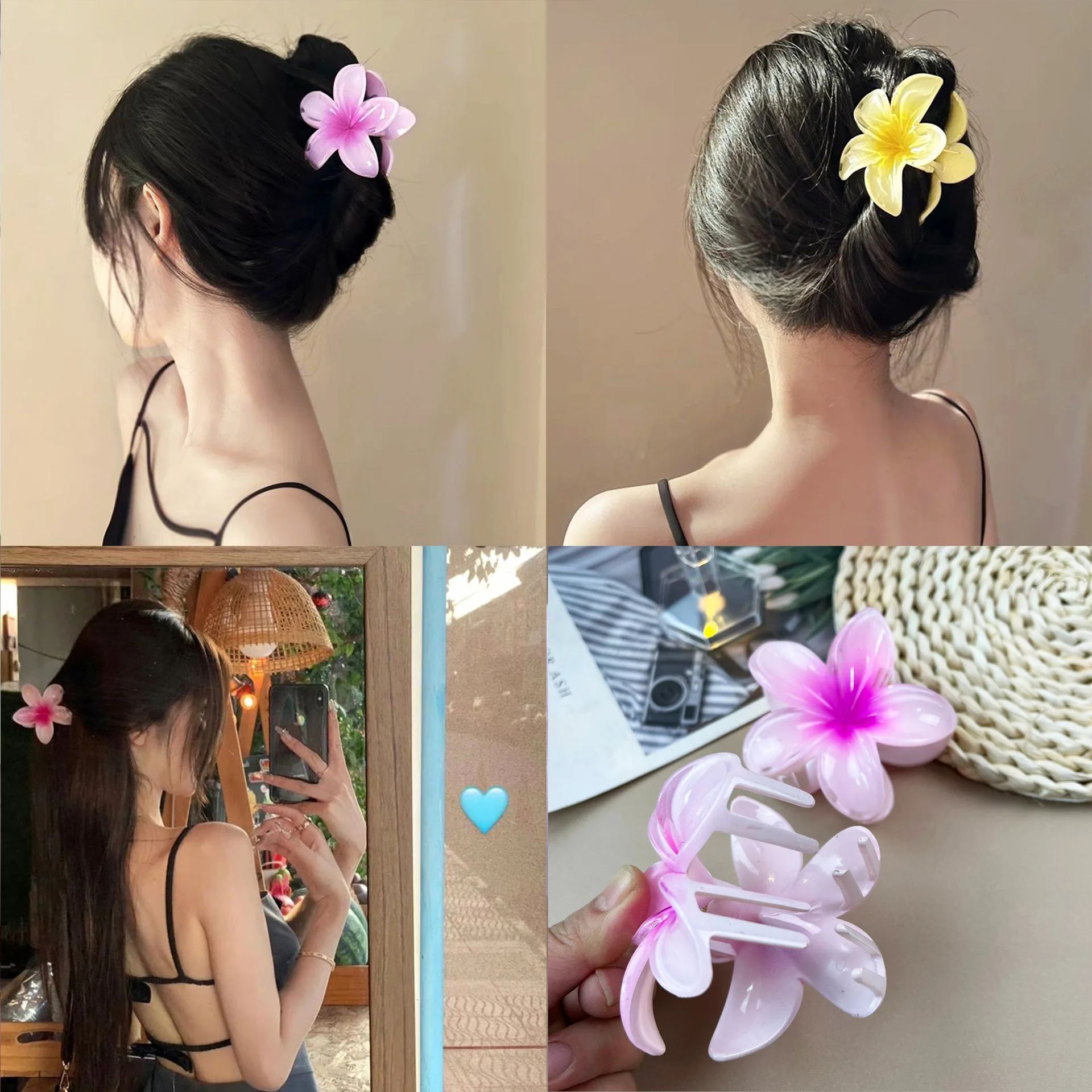 Pinza de flores para el pelo para mujer, horquillas de plátano para flor, pinza grande para el pelo, pasador, hebilla para el cabello, JZ010