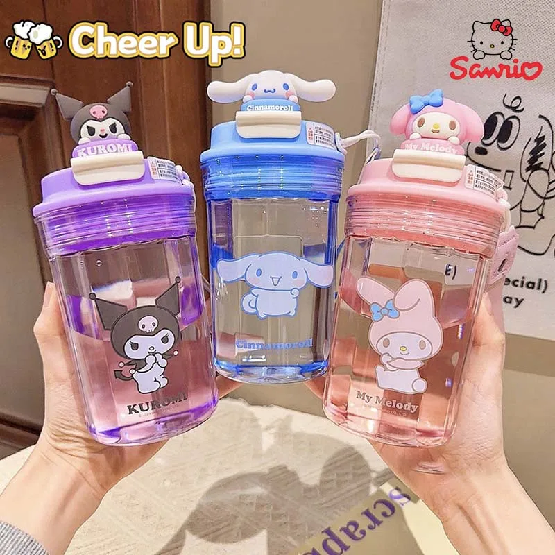 Sanrio 480ml Large Capacity Doll Water Cup Cinnamoroll My Melody Pochacco Pompompurin Kettle Kuromi Office Coffee Cups Kids Gift