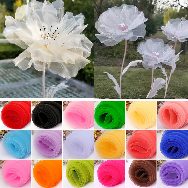 

Mesh Yarn Organza Fabric Silk Flower DIY Craft Material Giant Flower Wedding Decoration Veil Tutu Skirt Apparel Sewing Fabric