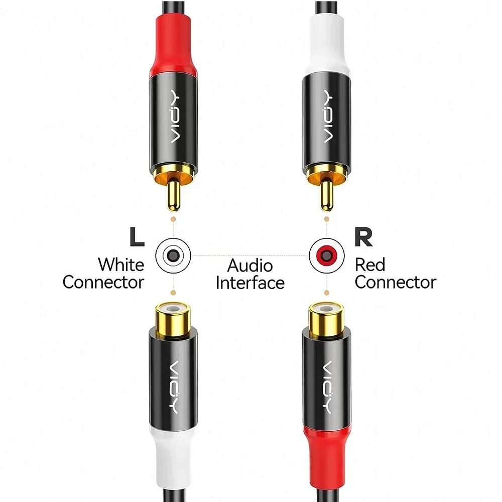 RCA Extension Cable 2RCA Male To 2RCA Female Splitter Cable RCA Stereo Audio Cable for Amplifier Speaker Home Theater System