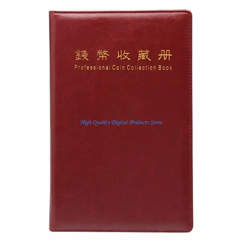 Álbum coleção moedas 360 ​​bolsos U2JE para colecionadores, álbum porta-moedas couro
