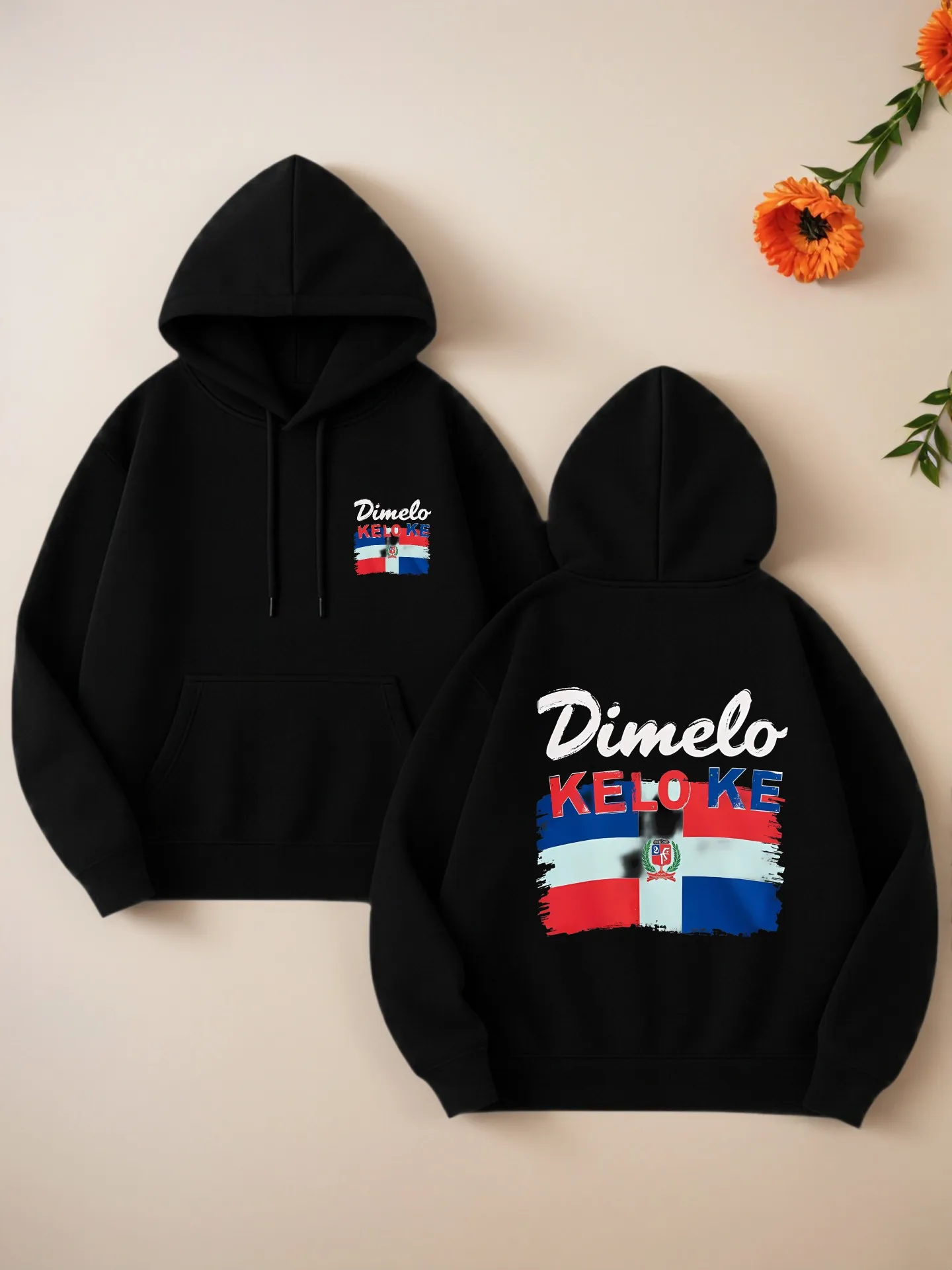 Sudadera con capucha gráfica para mujer, estampado Dimelo Keloke, estilo streetwear, mezcla de algodón, uso diario informal, para hombres jóvenes