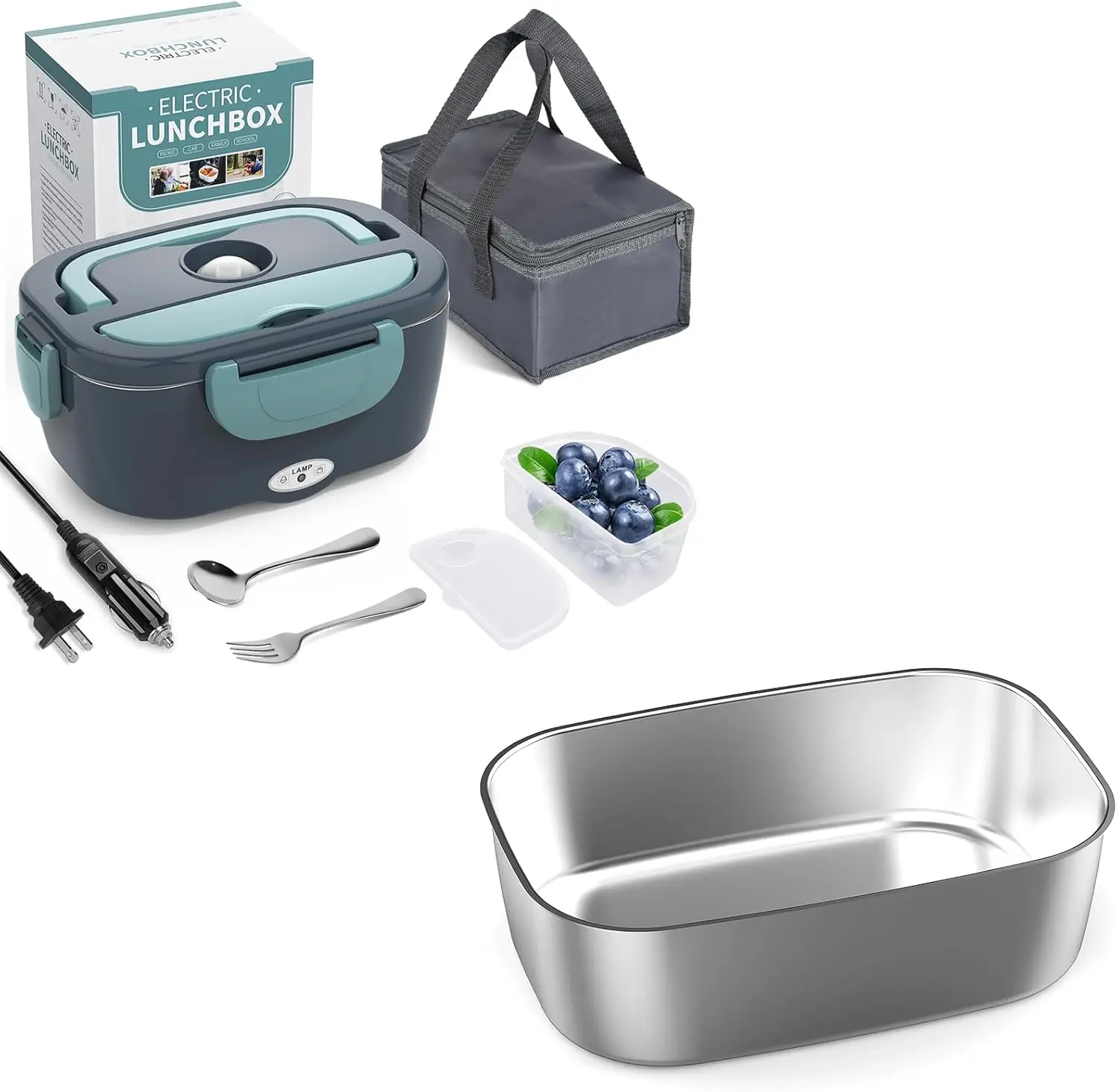 

Bundle of 1.5L Gray Electric Lunch Box and 1.5L Lunch Box Container