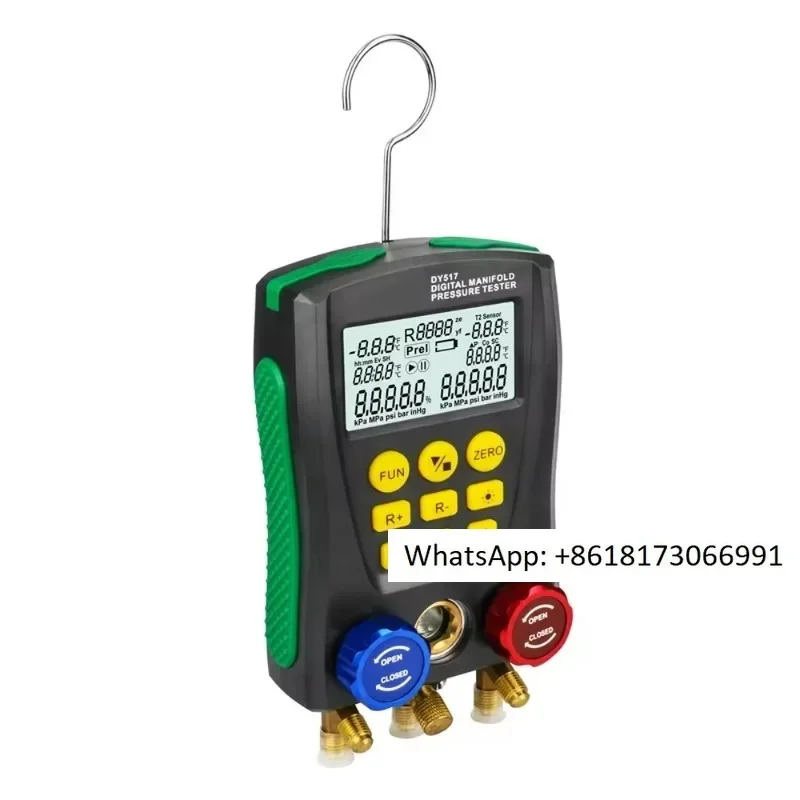 Dy517a Digital Hvac Vacuum Manometer Manifold Refrigerant Pressure Gauge Set Temperature Leakage Air Conditioner Tester Meter