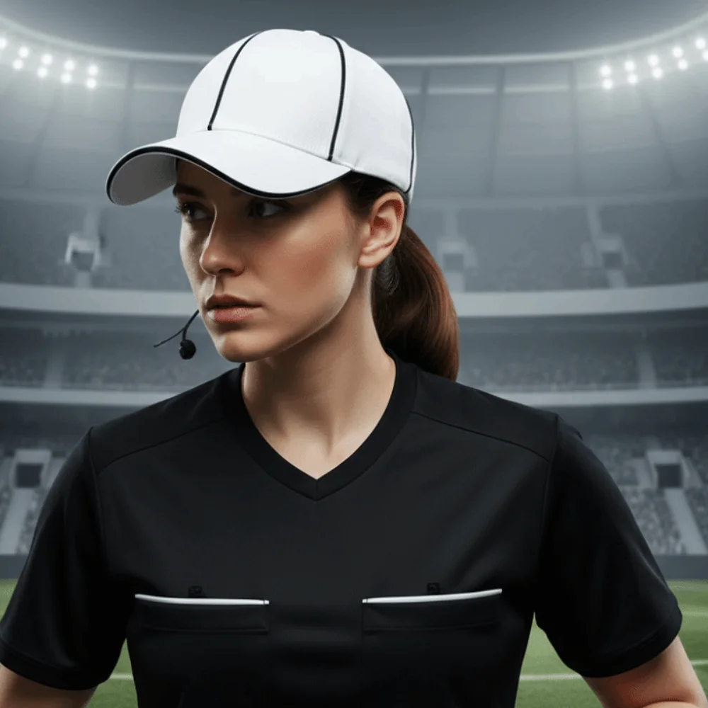 Adjustable Professional Referee Baseball Cap Black / White Casquette Sports Hat with Contrast Trim Versatile Sunscreen