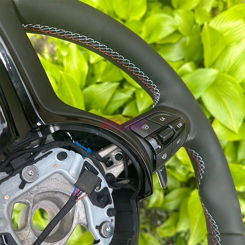 مناسبة لسيارات BMW F10 F20 F30 F31 F80 M1 M2 M3 E70 E90 جميع عجلة القيادة ذات الفارس الأسود من الجلد، تمت ترقيتها حديثًا #4