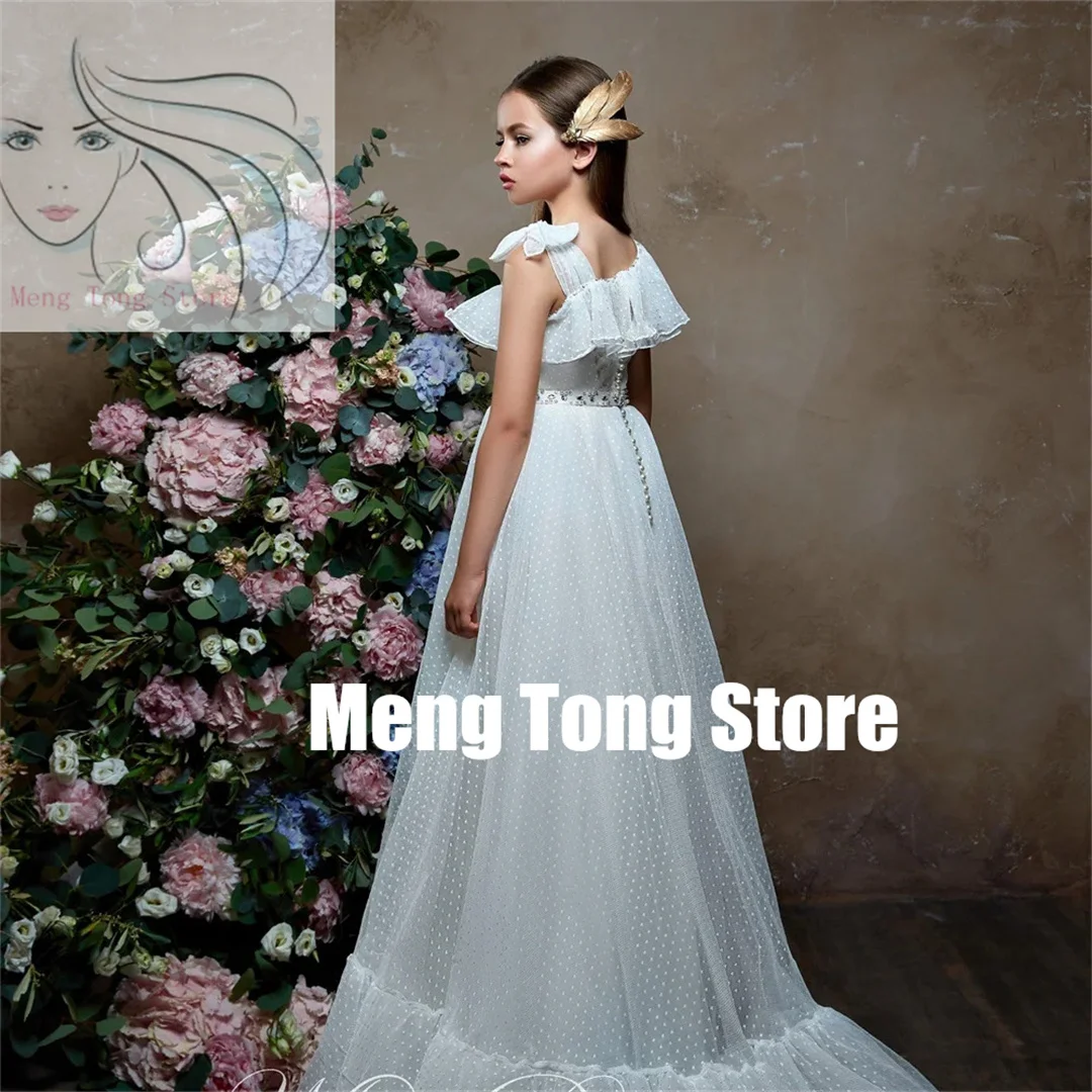 

Customized Flower Girl Dress Sleeves Girl Wedding Party Dress First Communion Gown Lace Baby Dress Cute Child Dress