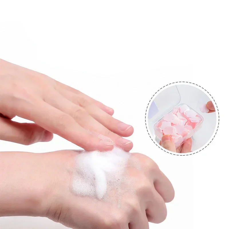 Travel Disposable Mini Petal Soap Paper Children Washing Hand Soap Paper Outdoor Portable Flower-shaped Handwash Soap Flakes