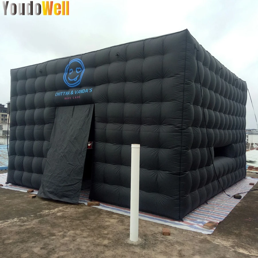 Black 5.2mx5.2mx3.2m Inflatable Air Cube Tent For Outdoor Honey Housed Finished Print logo Exhibition Showroom For Party Events