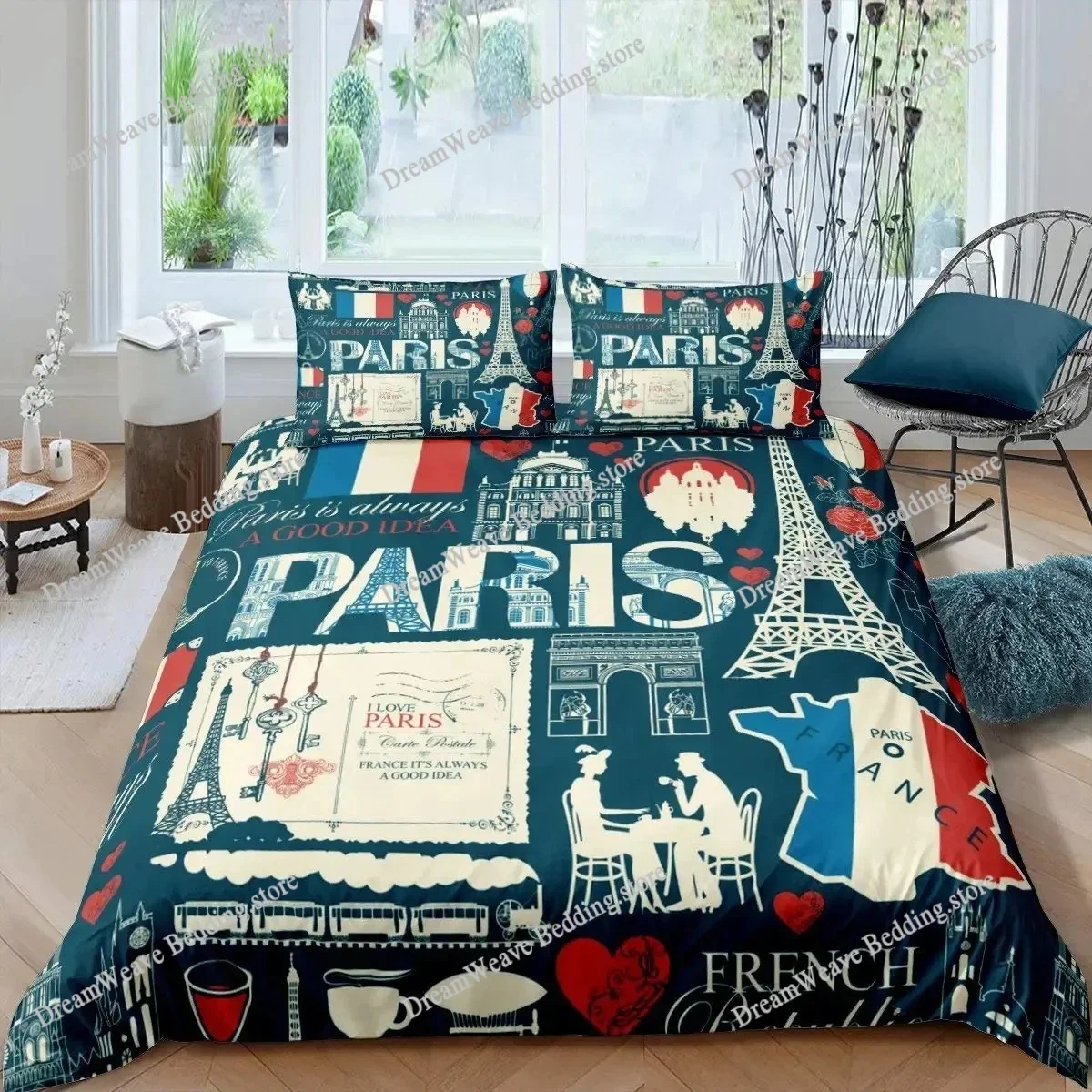 

Old Newspaper Duvet Cover Vintage French Bedding Set Brown Quilt Cover for Boys Girls Teen QueenKing Microfiber Comforter Cover