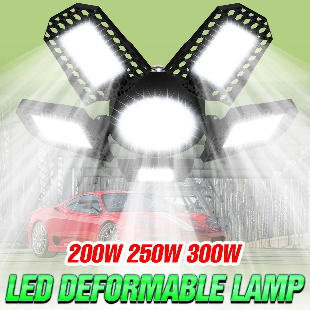 

Светодиодный светильник для гаража 300 Вт, E27, складной, деформируемый, для мастерской, потолочный, AC100-277V, для больших помещений, коммерческое освещение склада