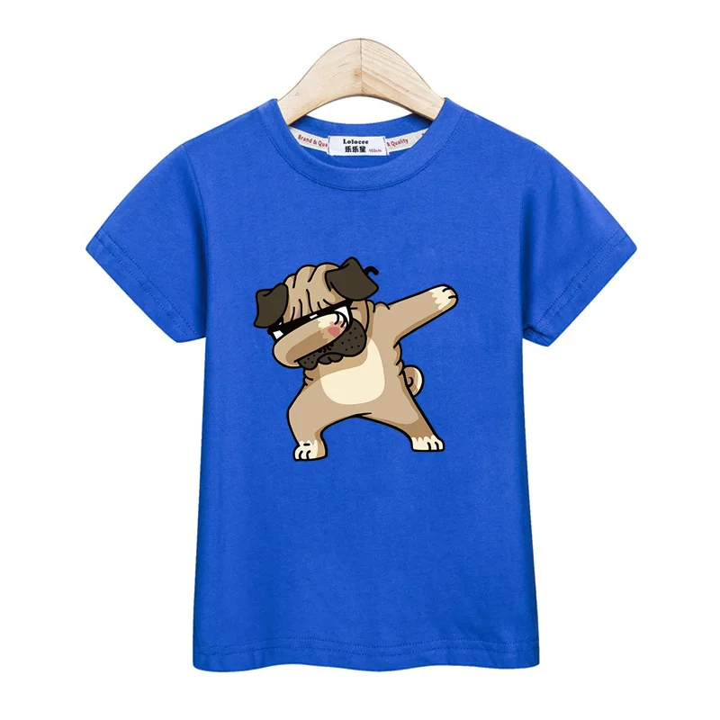 3-13T Children Dabbing Dog T-shirt Boys Girls Summer Clothes Baby Short Sleeved Tops