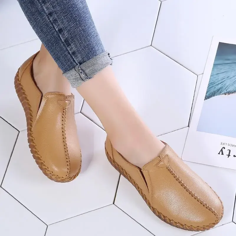 

2024 New Versatile Shoes Summer Breathable Authentic Leather Loafers Pumps with Skirt Luxury Moccasins