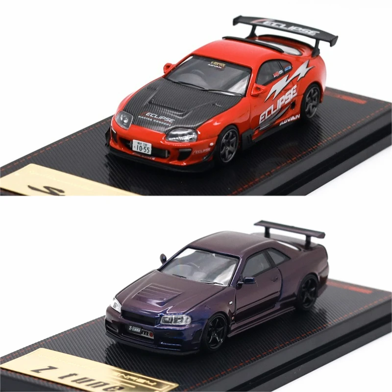 

Tarmac Work IG 1:64 R34 Z-tune Фиолетовый Металлик Supra (JZA80) RZ Красная литая под давлением модель автомобиля