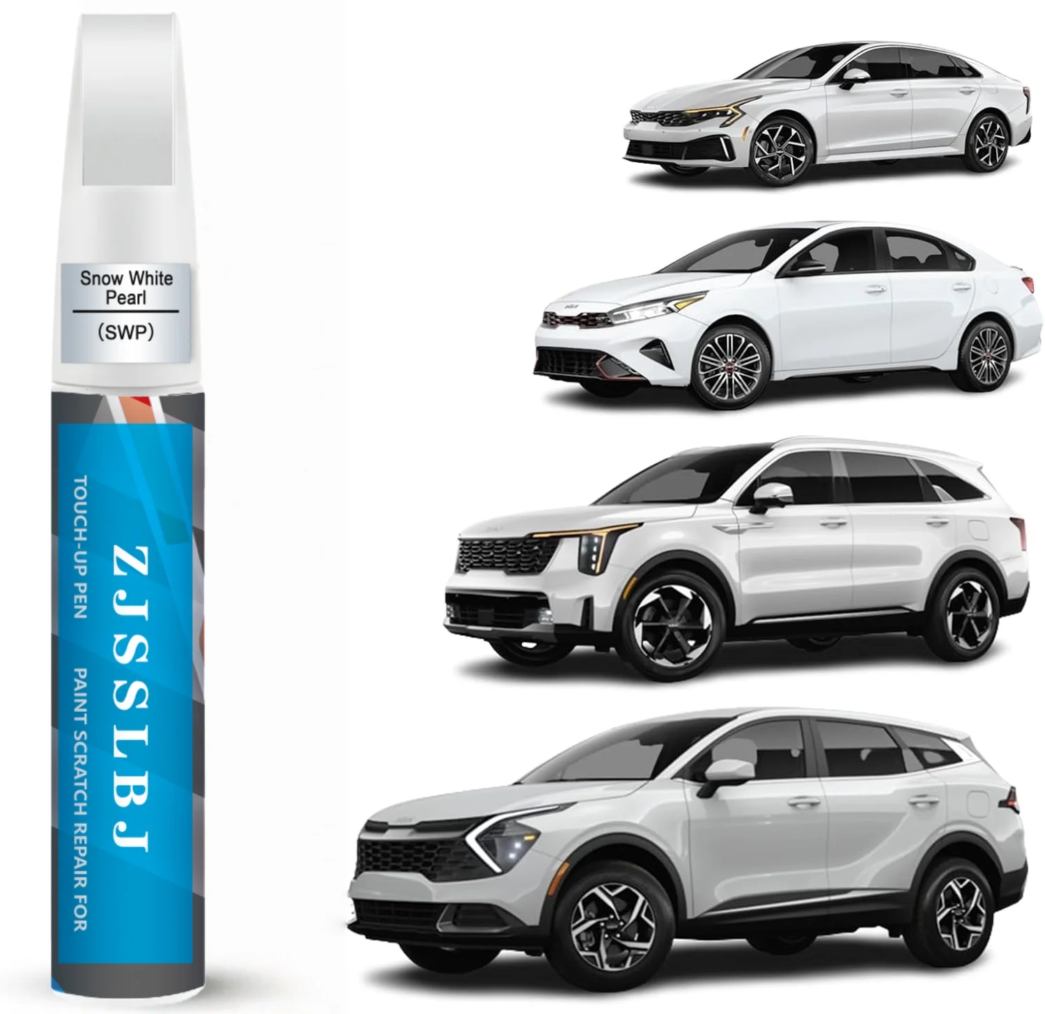 Car Touch Up Paint(Snow White Pearl(SWP)) for Kia, Car Paint Scratch Repair Kit, Quick & Easy Solution to Repair, 2 in 1 Scratch