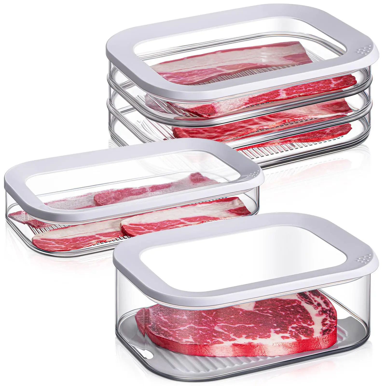 

Container for Fridge, Stackable Lunch Meat Container for Refrigerator, Transparent Deli Meats Containers with Lid Deli Meat