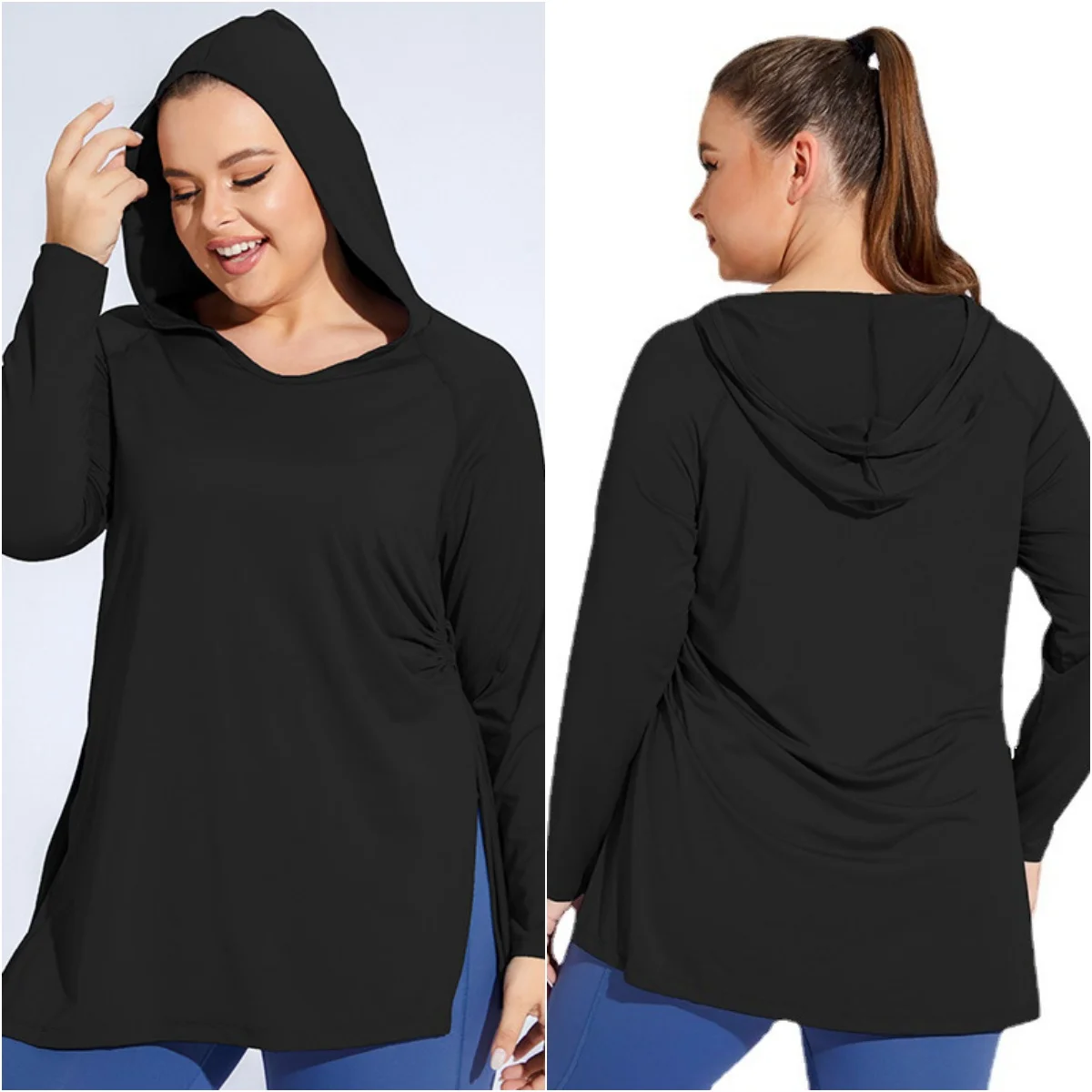 Women Gym Shirt Plus Size Workout Top Fitness Hoodie Oversize Women Sportswear Extend Size Women Tracksuit Muslim Women Clothing