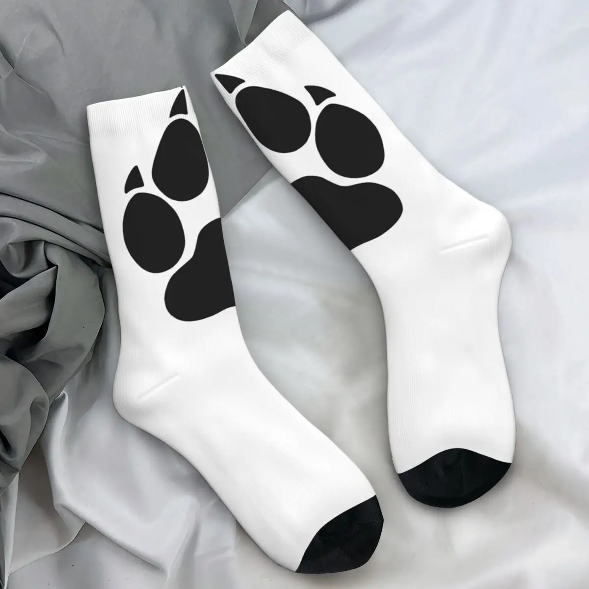 

Black Wolf Paw Stockings Pattern Korean Socks Winter Anti Skid Socks Adults Men Cycling Soft Socks