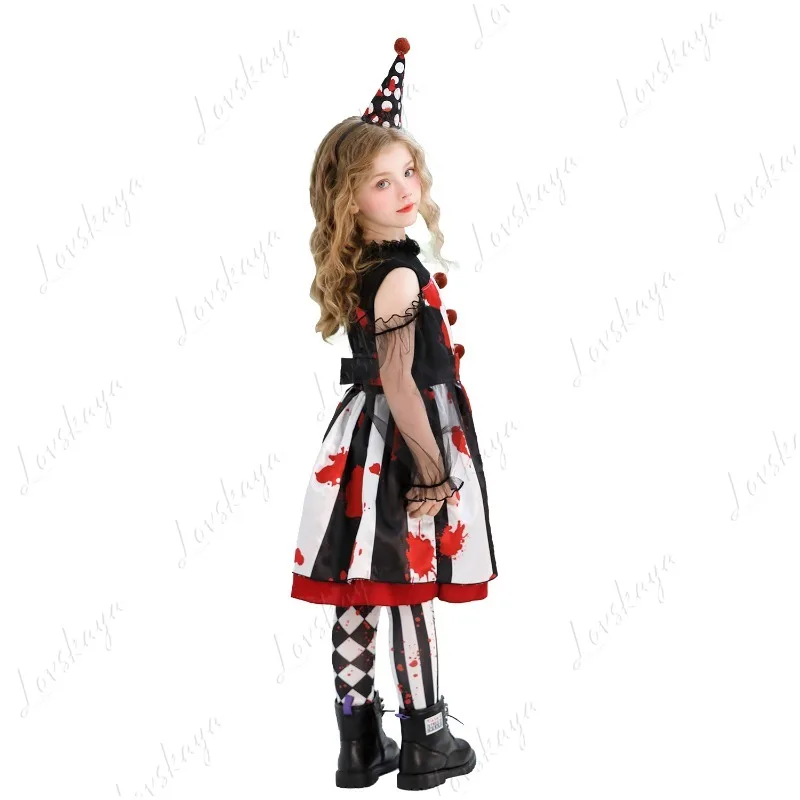 Halloween-kinderkostuums - Clownoutfits, Circusfeest Silly-kostuums, verkleedoptredens voor meisjes, prestatie-outfits