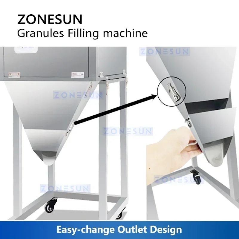 ZONESUN ควบคุมดิจิตอลอนุภาคมันฝรั่งทอดบรรจุเครื่องชีสพัฟขนม FILLER บรรจุภัณฑ์เครื่องชั่งน้ําหนักอุปกรณ์ ZS-FZ1000L