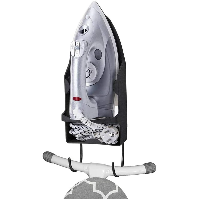 Portable Iron Holder Hotel Household Ironing Board Hanger Black White Wall Mount Iron Storage Rack Home Storage Supplies