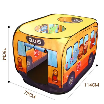 Children&#x27;s School Bus Pop-Up Tent Play Toy Tent Outdoor Foldable Dinosaur Princess Playhouse Ice Cream Car Amusement Park Car House Indoor