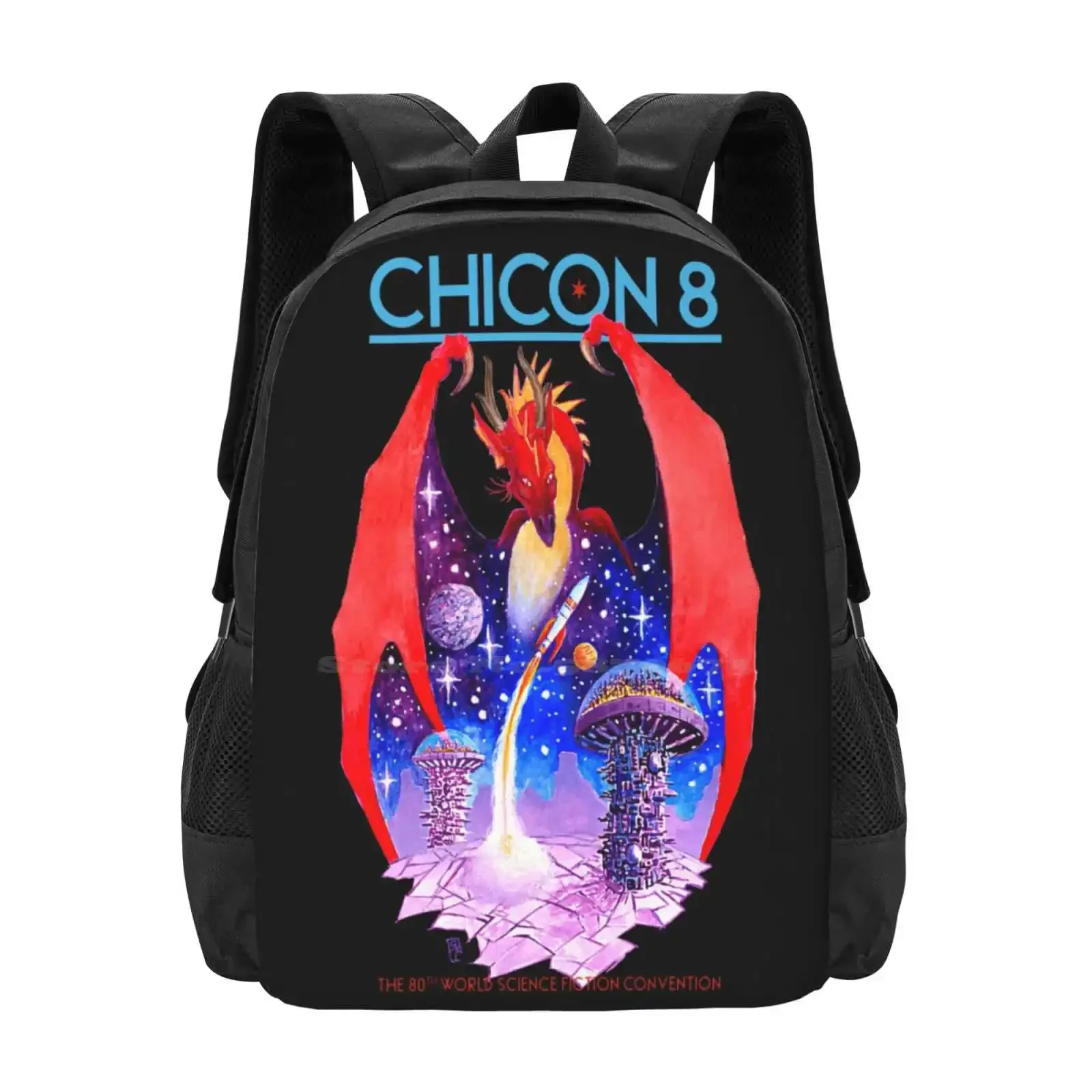 

Chicon 8 : Science Fiction And Fantasy Teen College Student Backpack Pattern Design Bags Chicon 8 Worldcon 2022 Chicago Dragon
