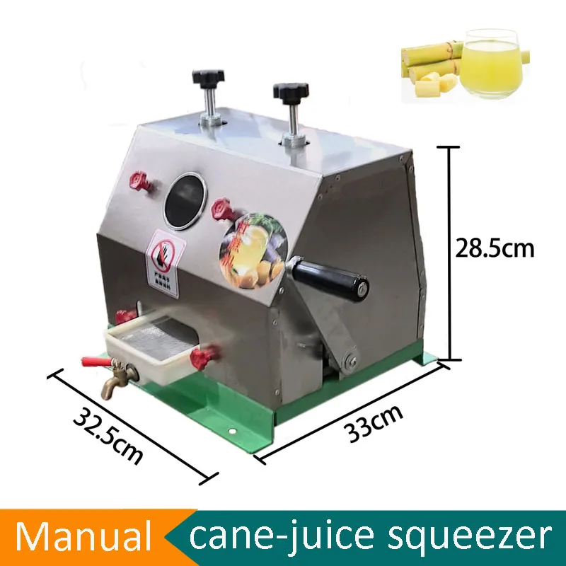 Espremedor comercial de cana-de-açúcar em aço inoxidável, operado manualmente, móvel, máquina de extração de suco de cana-de-açúcar, prensa manual de cana