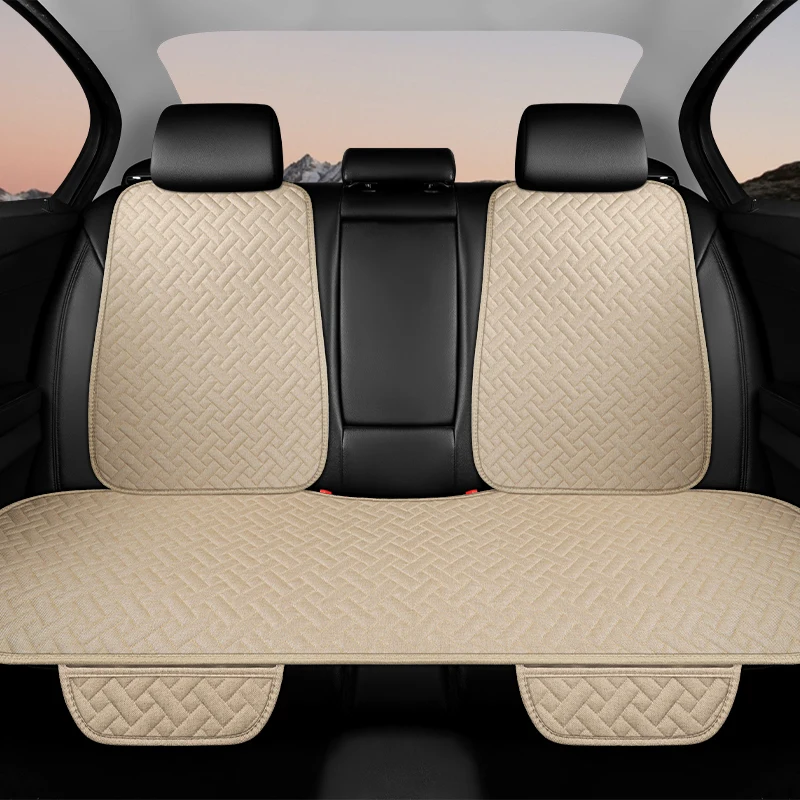 وسادة مقعد السيارة، موسم الصيف العالمي، القطن والكتان تنفس، لا ربط، مقعد واحد، مجموعة من ثلاث قطع، خمسة مقاعد