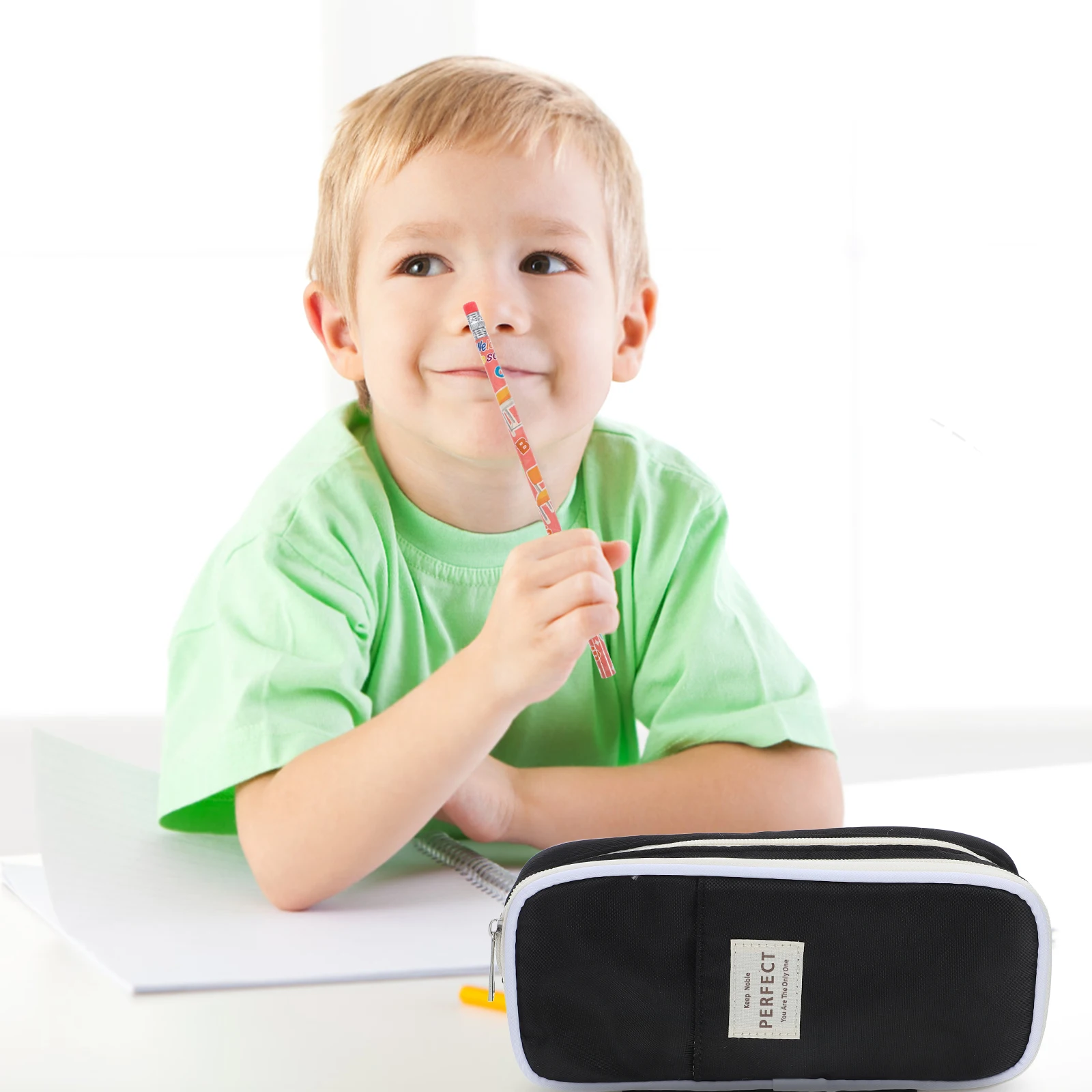 

Large Capacity Desk Pencil Organizer Case Black Holder Storage Box Teen Girls Boys Zippered School Supply Portable Canvas Pouch